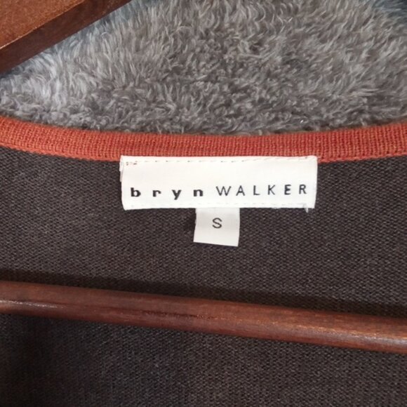Bryn Walker Brown and Red Cardigan Sweater with Classic Knit Design Open Size S - Picture 3 of 10